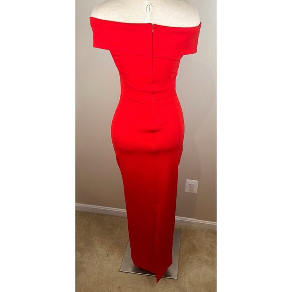 Solace London Ines Off the Shoulder Bodycon Column Red Maxi Dress Size 4 - Picture 6 of 7